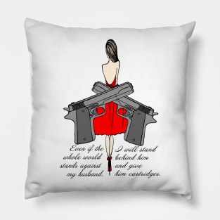 Woman with guns Pillow