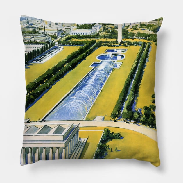 Vintage Travel Poster Washington The City Every American Should Know Pillow by vintagetreasure