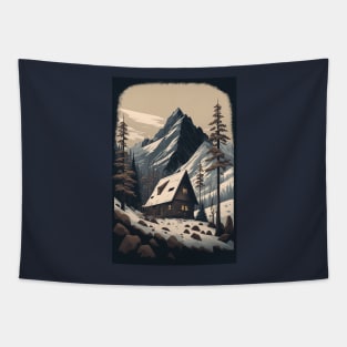 Mountain Cabin Tapestry