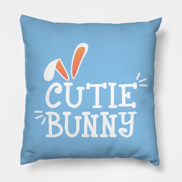 Simple Cutie Bunny Easter Typography Pillow by Jasmine Anderson