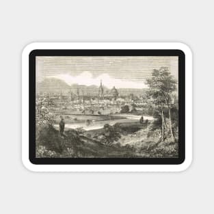 Oxford, city of dreaming spires, England, seen from the Abingdon Road, 19th century scene Magnet