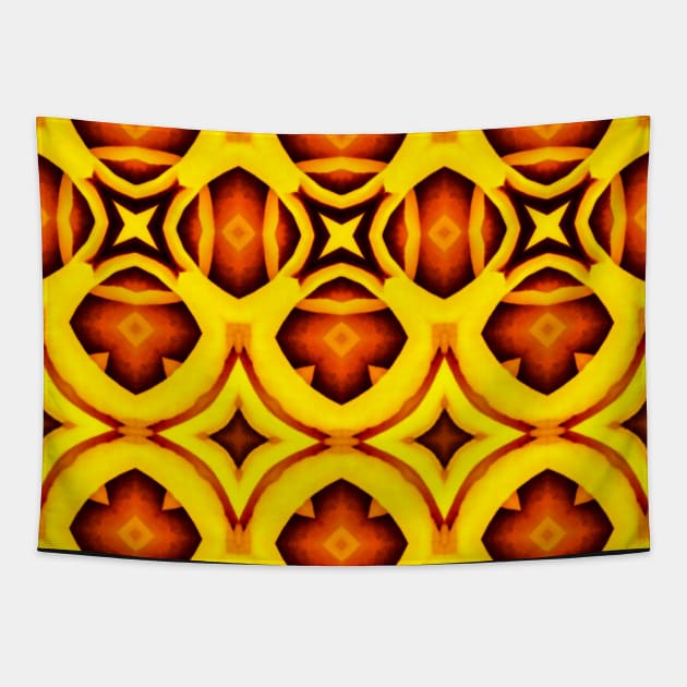 Bright Yellow Expressionist Art Yellow Rose Pattern 10 Tapestry by BubbleMench
