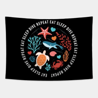 eat sleep scuba dive repeat Tapestry