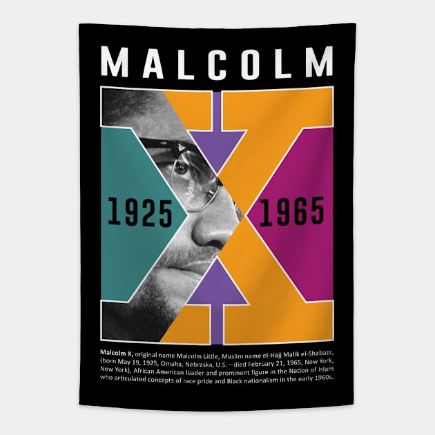 malcolm X history black month Tapestry by ZUNAIRA