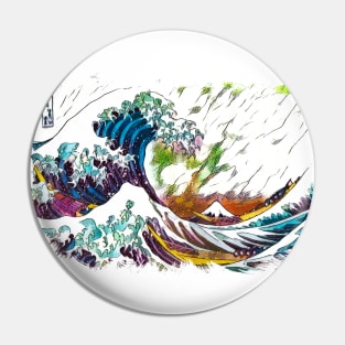 ✪ The Great Wave Off Kanagawa ✪ Abstract Ukiyo-e Historic Japanese Manga Art Pin