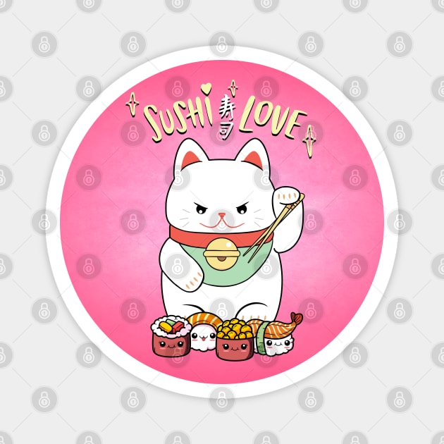 Lucky Cat loves Sushi Magnet by teresacold