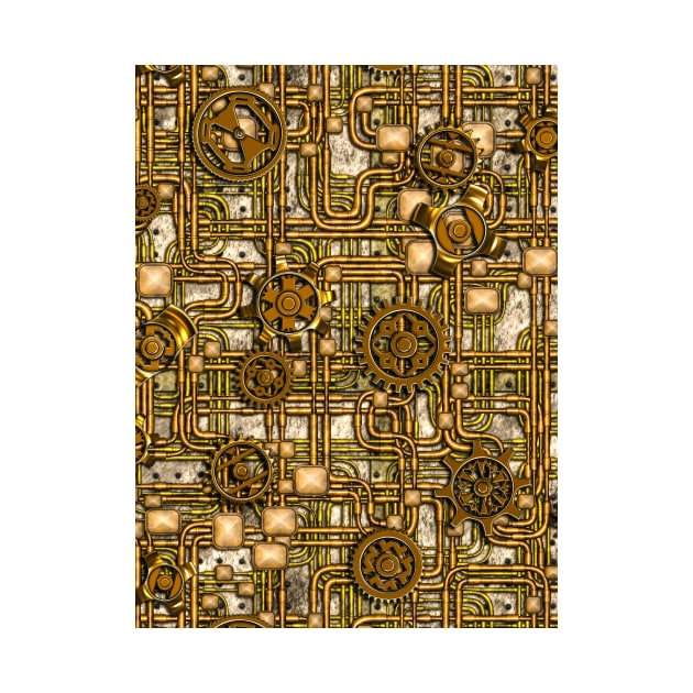 Steampunk Panel, Gears and Pipes - Brass by BonniePhantasm