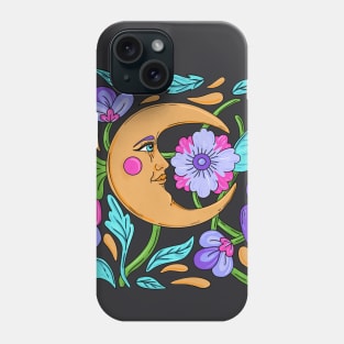 Retro Aesthetic Botanical Moon Drawing Phone Case