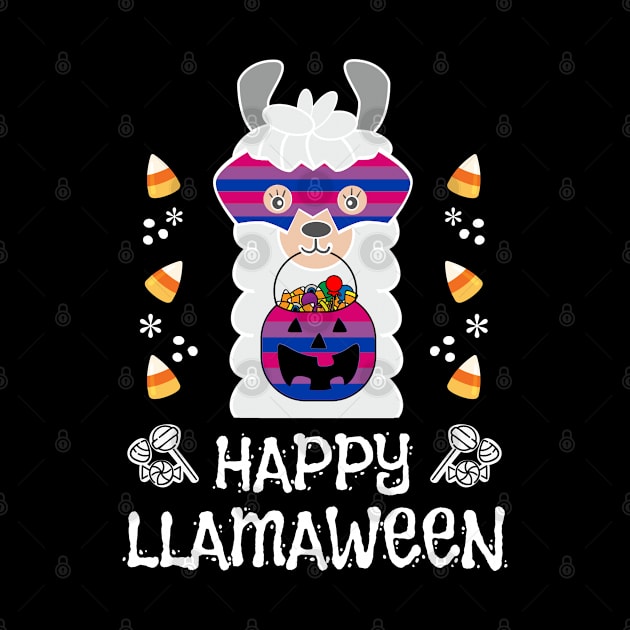 LGBTQ Fall Halloween Bisexual Pride Cute Llama Happy Llamaween by egcreations