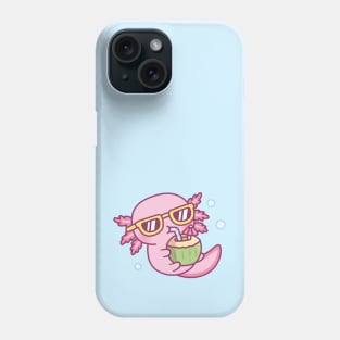 Cute Axolotl Chilling With Coconut Water Phone Case