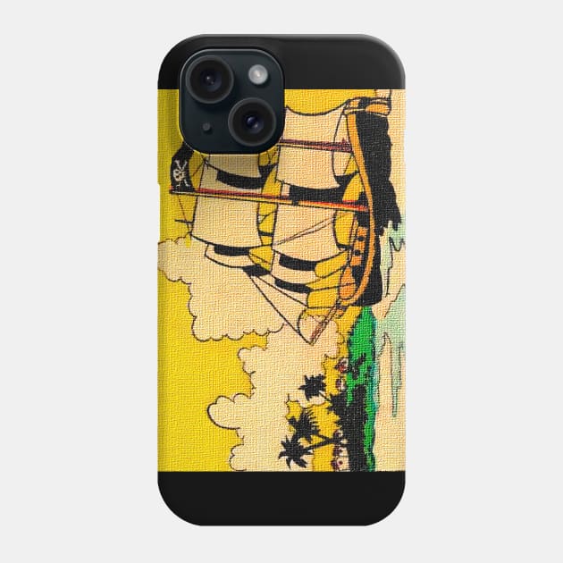 Sailing boat under a yellow sky Phone Case by Marccelus