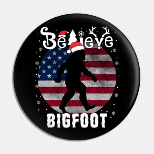 Bigfoot Believe Christmas Pin