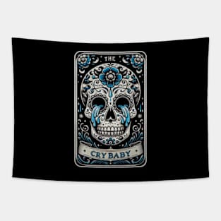 The Crybaby Skull Tarot Card Funny Sarcastic Gothic Occult Tapestry