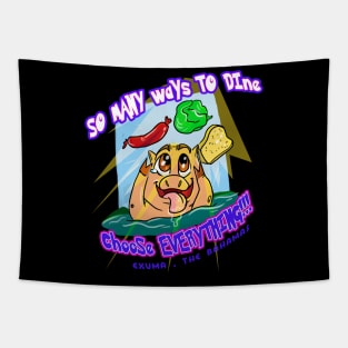 Hungry Swimming Pig Tapestry