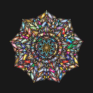 Multicolour mandala flower mosaic prismatic T-Shirt