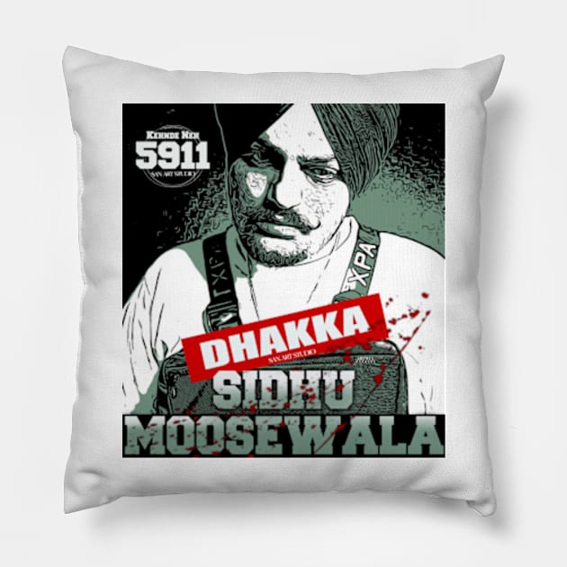 Moosewala artwork Pillow by SAN ART STUDIO 