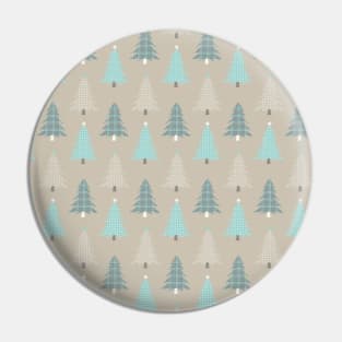 Plaid Christmas Trees Teal Aqua Brown Tan Pin