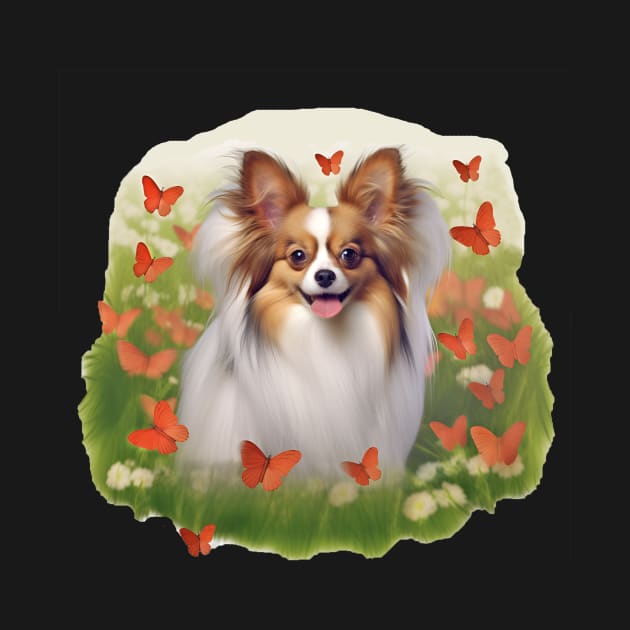 Cute Papillon & Butterflies Dog Sticker by candiscamera