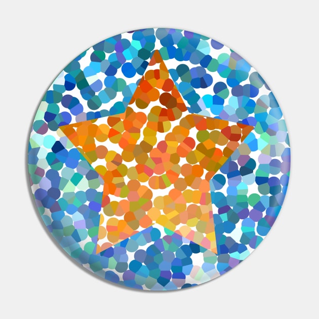 Gold Dotty Star on Blue Pin by ellenhenryart