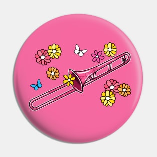 Mothers Day Trombone Mom Female Brass Musician Pin