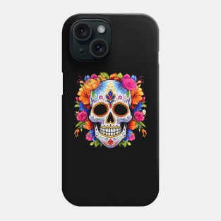 Cute Flowery Sugar Skull Colorful Day of the Dead Phone Case