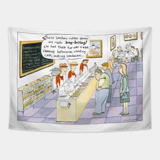 Sanitary Rubber Gloves Cartoon | Funny Comic Tapestry