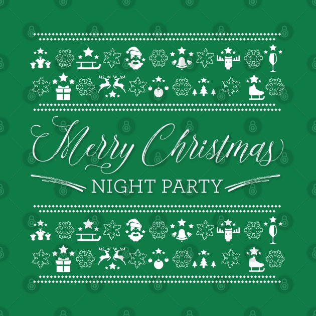 Merry Christmas Night Party Green by Design_Lawrence