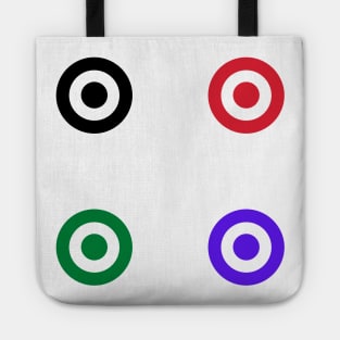 red blue green black archery design Tote