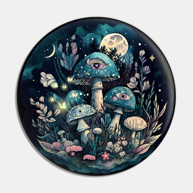 Cottagecore Mushroom Botanical Garden Pin by Hypnotic Highs