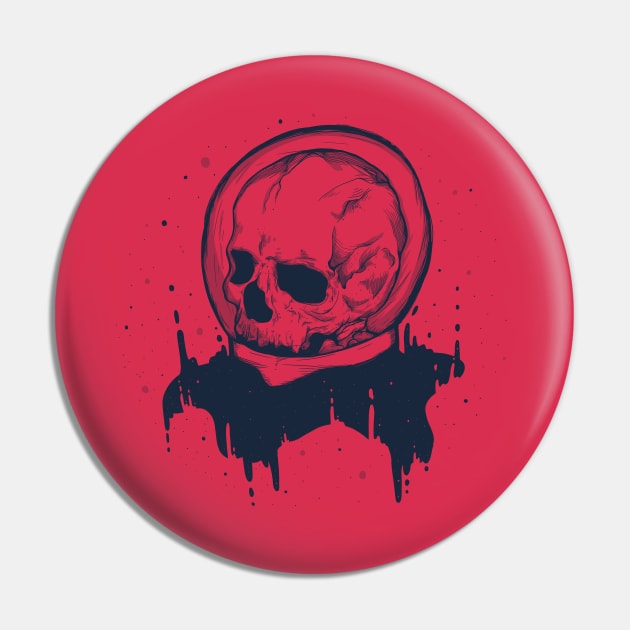 Red Cosmic Space Skull Pin by Jess Adams