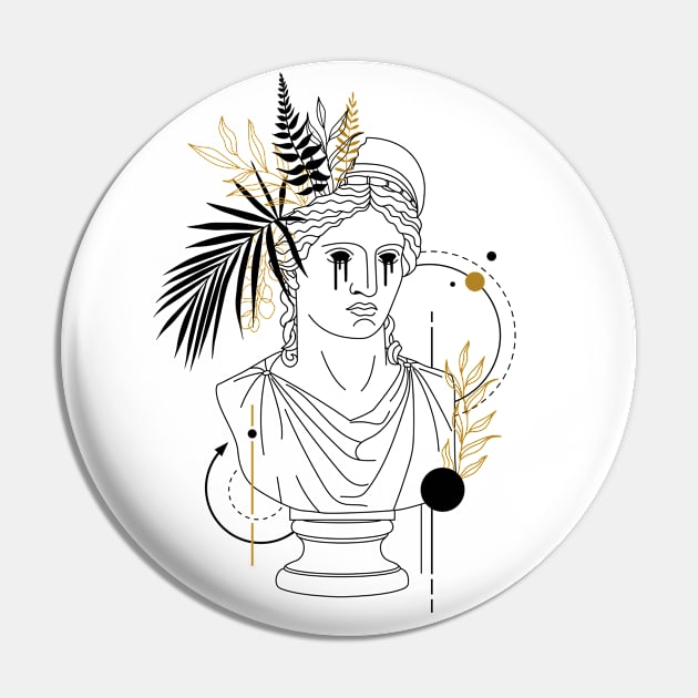 Hera (Juno). Creative Illustration In Geometric And Line Art Style Pin by SlothAstronaut