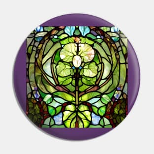 Stained Glass Flower Among Leaves Pin