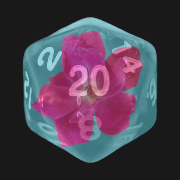 Nat20 Pink Flower on Teal by Geomhectic