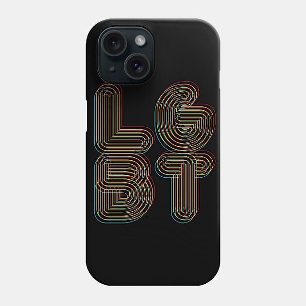 LGBT 70s Retro Style 3D Rainbow Outline Design Phone Case by DankFutura