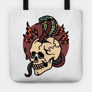 snake and skull tattoo Tote