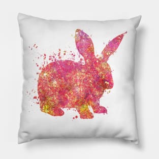 Rabbit Domestic Animal Wild Nature World Earth Watercolor Pillow