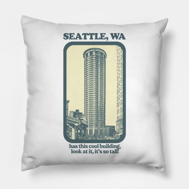 Seattle, Wa // Humorous Retro Style Tourism Design Pillow by DankFutura