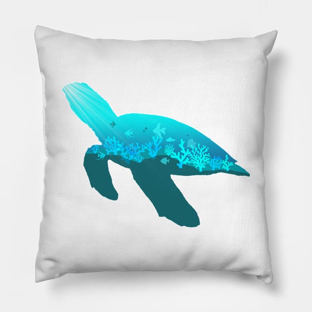 Sea Turtle Silhouette Pillow by WiseWitch