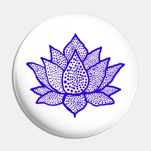 Navy blue spotted lotus flower Pin