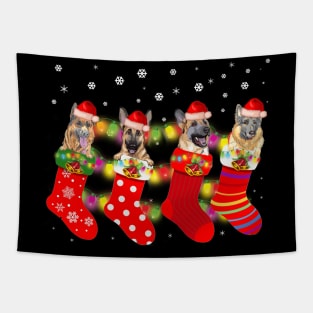 German Shepherd Stocking Christmas Lights Funny Socks Xmas Tapestry