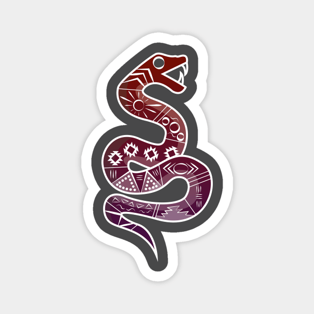 Mexican Aztec Snake Design Red and Purple Magnet by JDP Designs