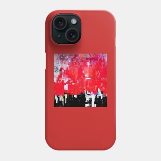 Chicago Skyline abstract in red, black, gray, white Phone Case