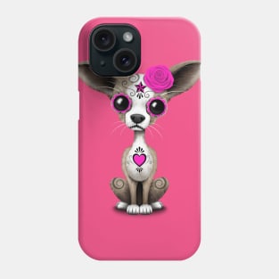 Pink Day of the Dead Sugar Skull Chihuahua Puppy Phone Case