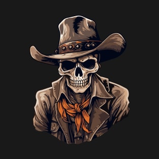 Halloween Cowboy Skeleton With Western Hat Wild West T-Shirt