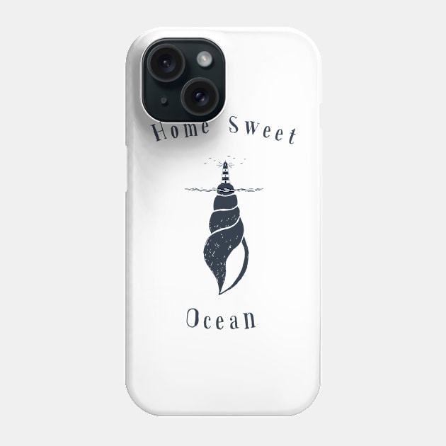 Home Sweet Ocean with a Lighthouse and a Sea Snail under the Sea Phone Case by SeaAndLight