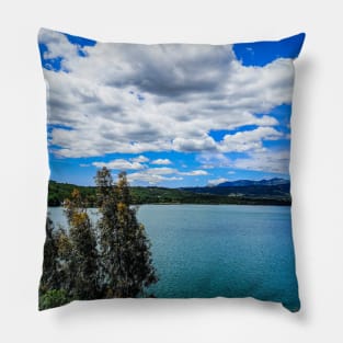 Greek clouds over lake Marathonas Pillow