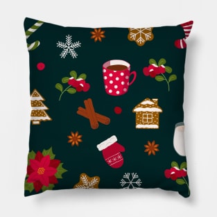 Christmas pattern drinks and аttributes Pillow