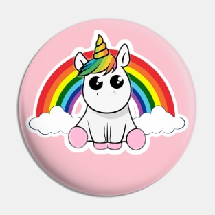 Unicorn "My Love" with rainbow and clouds Pin