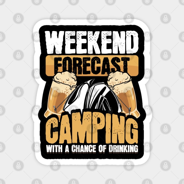 Funny Camper Weekend Forecast Camping Beer Drinking Magnet by aneisha