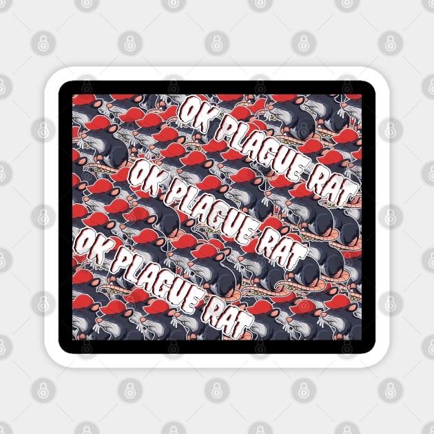 OK Plague Rat Red Hat Crowd Design Diagonal Print Magnet by aaallsmiles